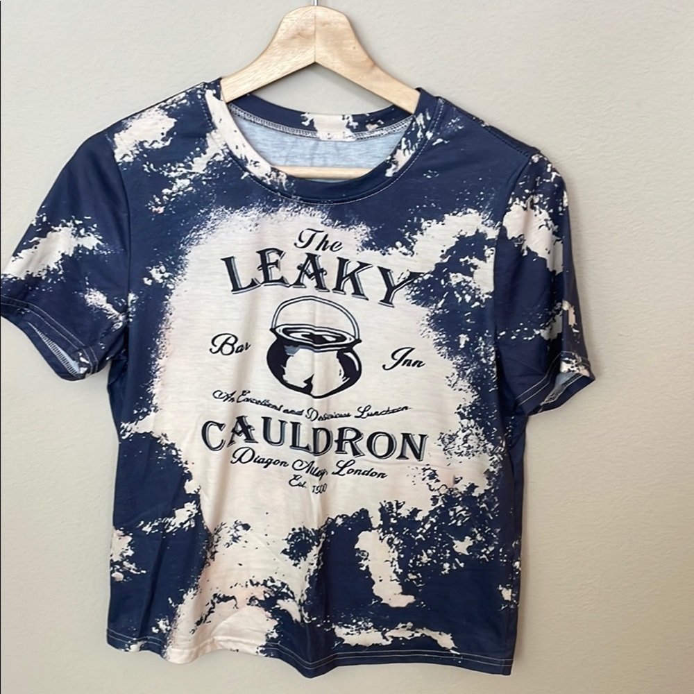 Blue and White Graphic T-Shirt